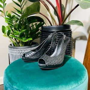 Slingback pumps Sandals Peep Toe Platform Stilettos Black